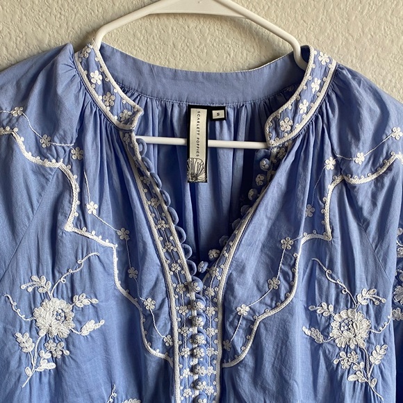 Scarlett Poppies Blue Embroidered Women's Top - Picture 6 of 12